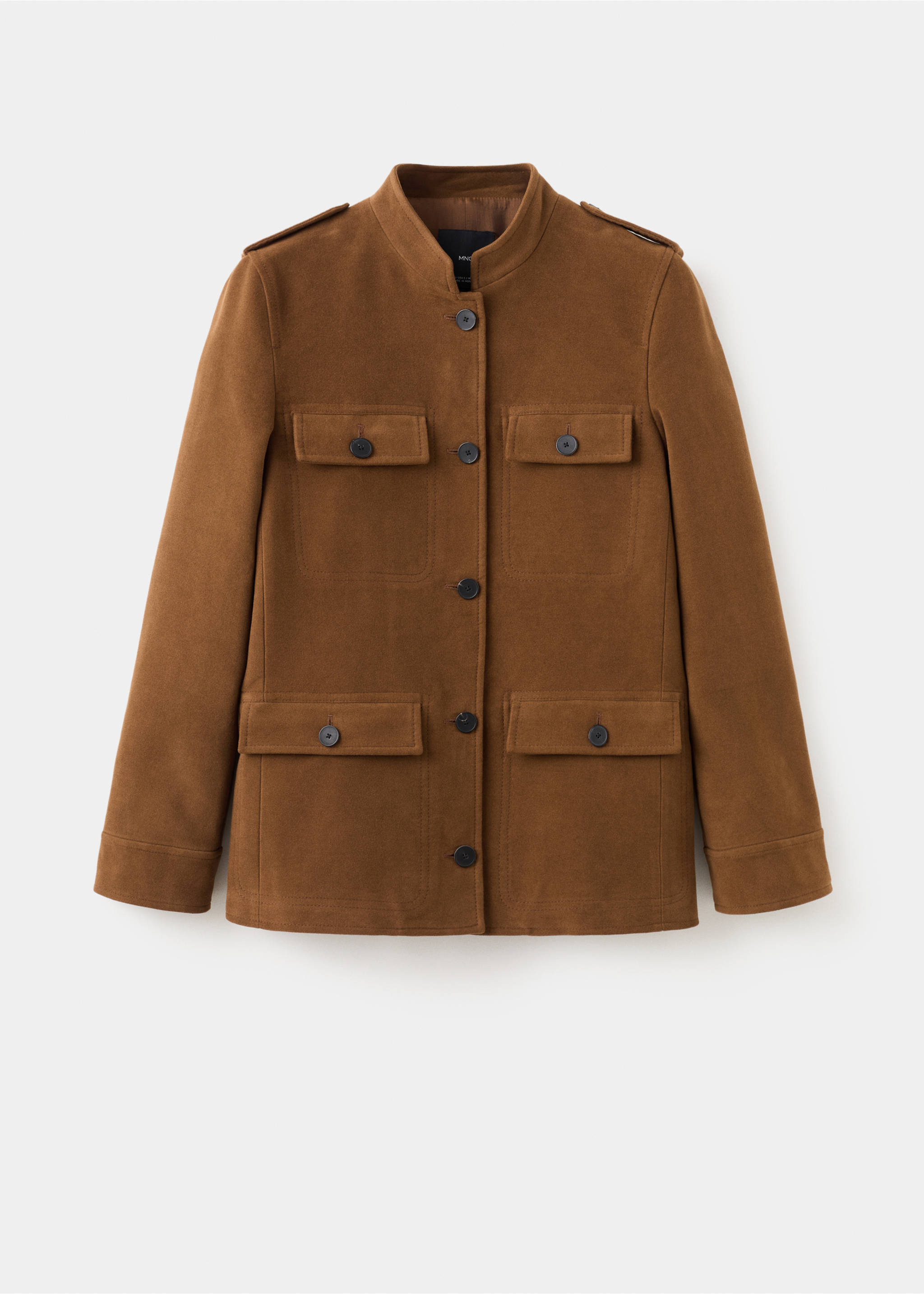 Collarless jacket with pockets - Article without model, Tobacco Brown. Ref: 27091328-00.