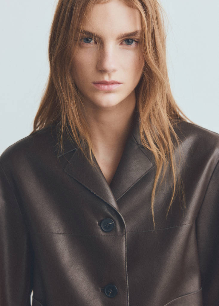 Faux-leather jacket with pockets — Chocolate
