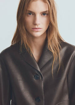 Faux-leather jacket with pockets — Chocolate 5