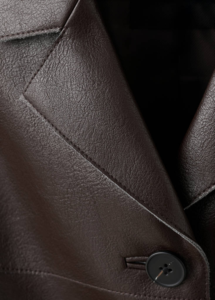 Faux-leather jacket with pockets — Chocolate