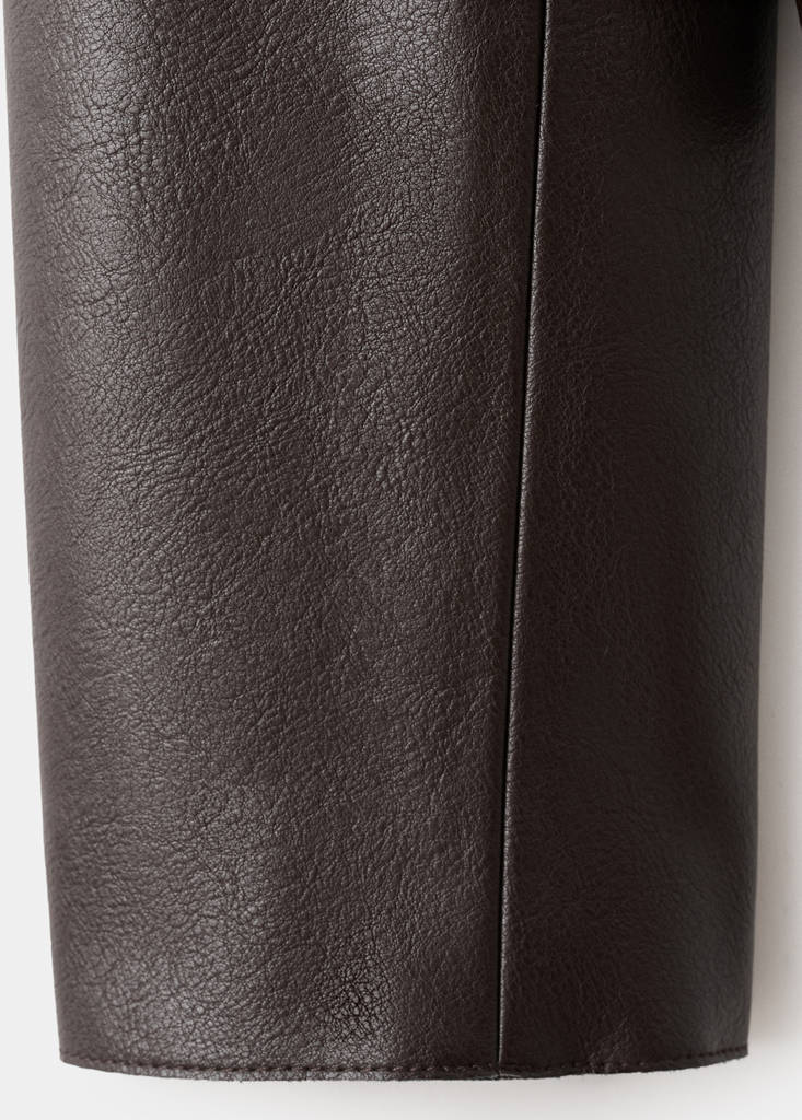 Faux-leather jacket with pockets — Chocolate