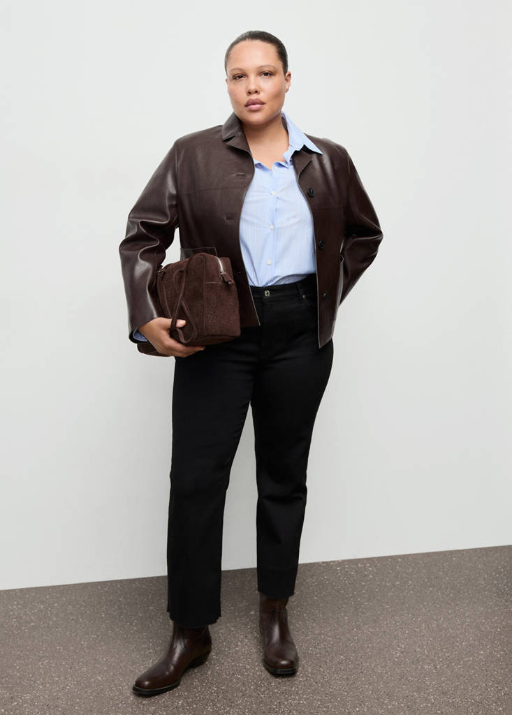 Faux-leather jacket with pockets — Chocolate