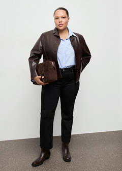 Faux-leather jacket with pockets — Chocolate 4