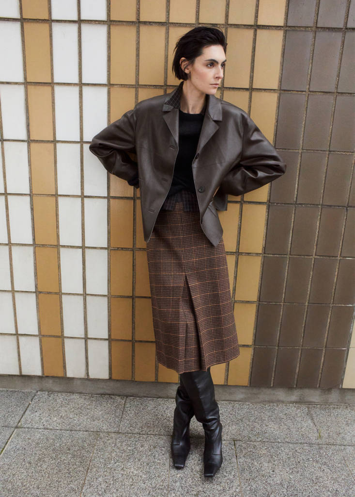 Faux-leather jacket with pockets — Chocolate