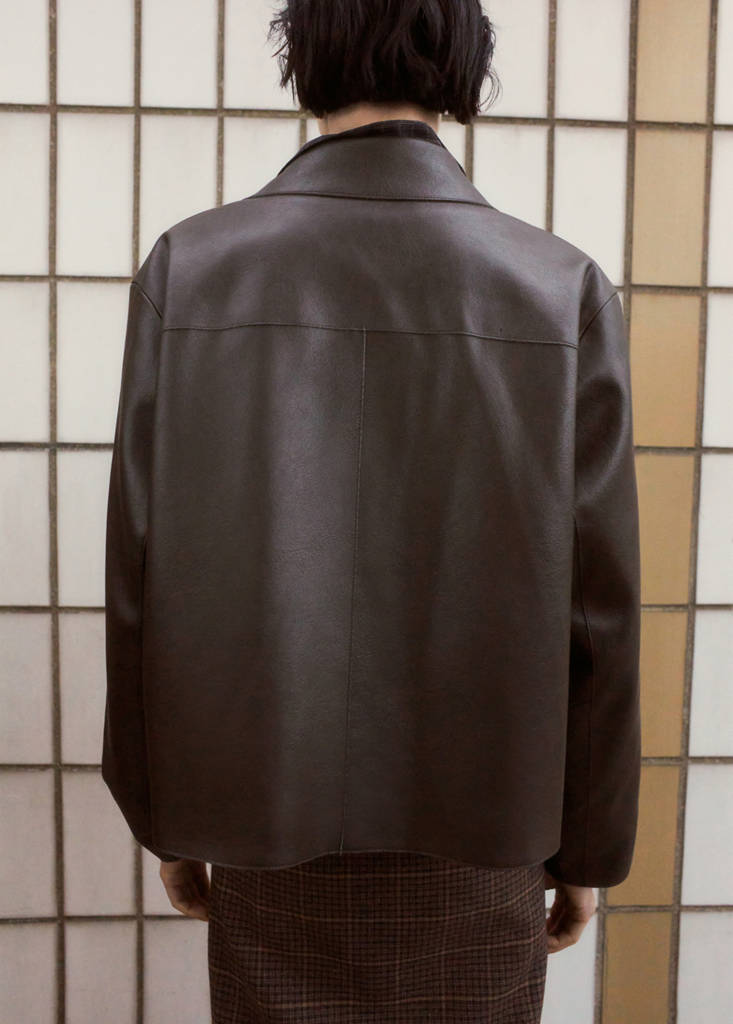 Faux-leather jacket with pockets — Chocolate