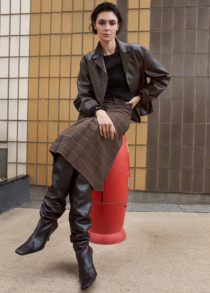 Faux-leather jacket with pockets — Chocolate