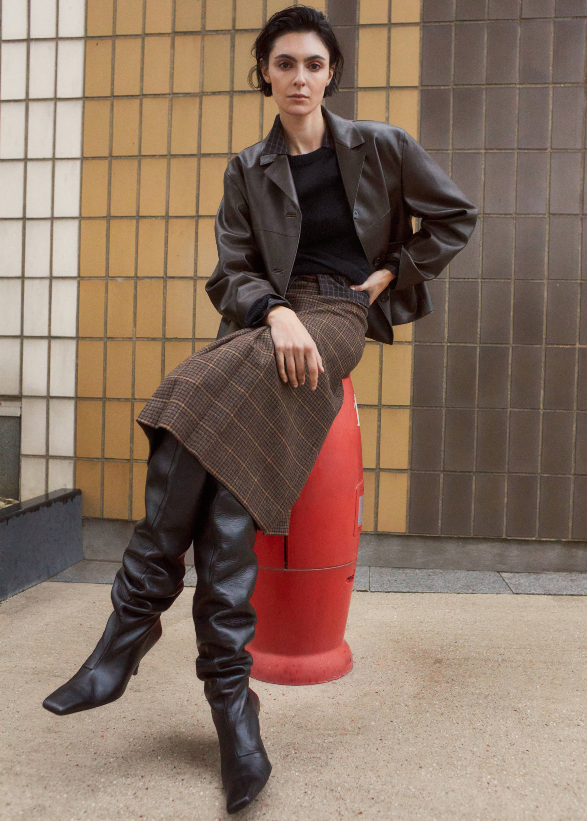 Faux-leather jacket with pockets - Details of the article 1