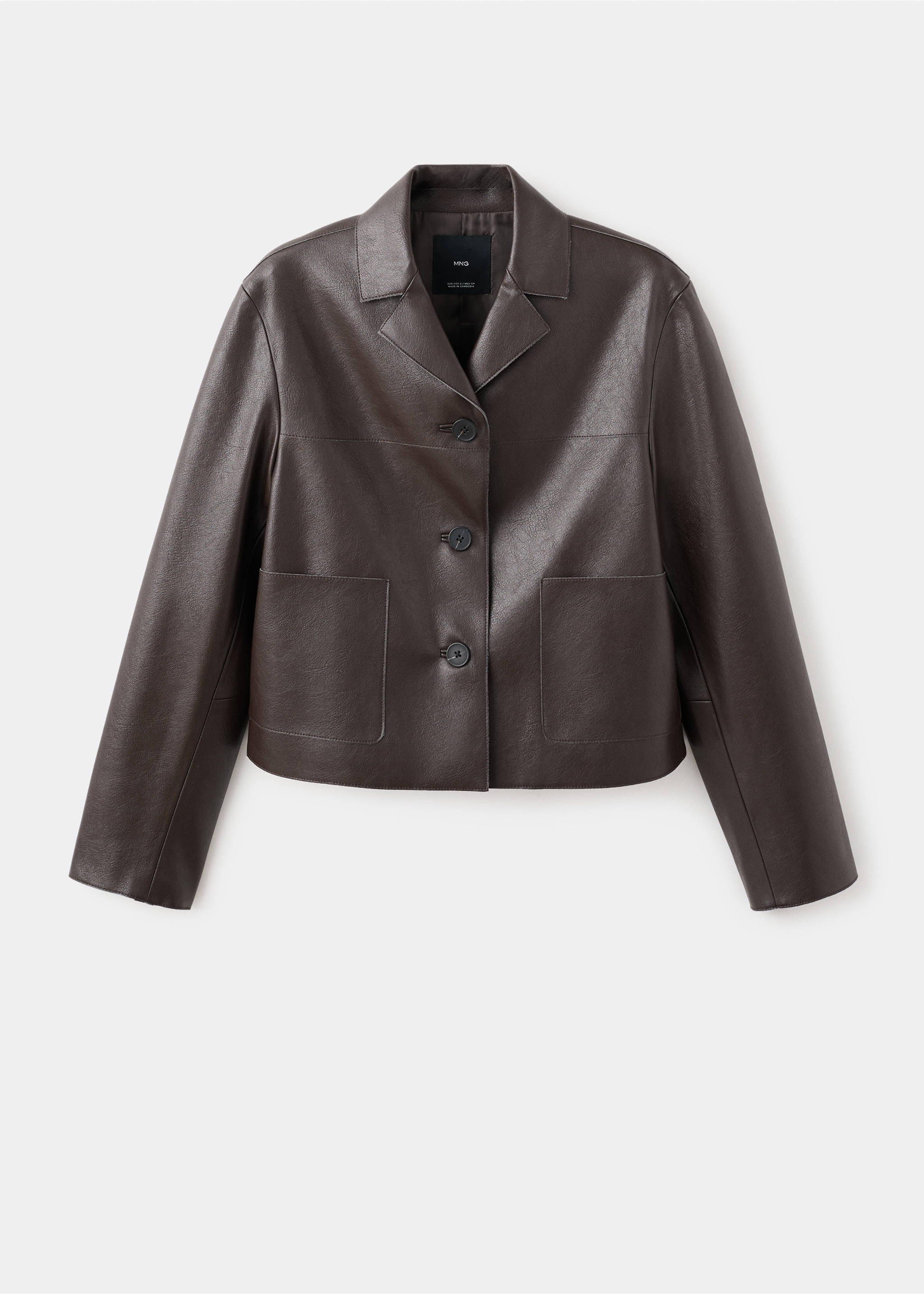 Faux-leather jacket with pockets - Article without model, Chocolate. Ref: 27091329-00.