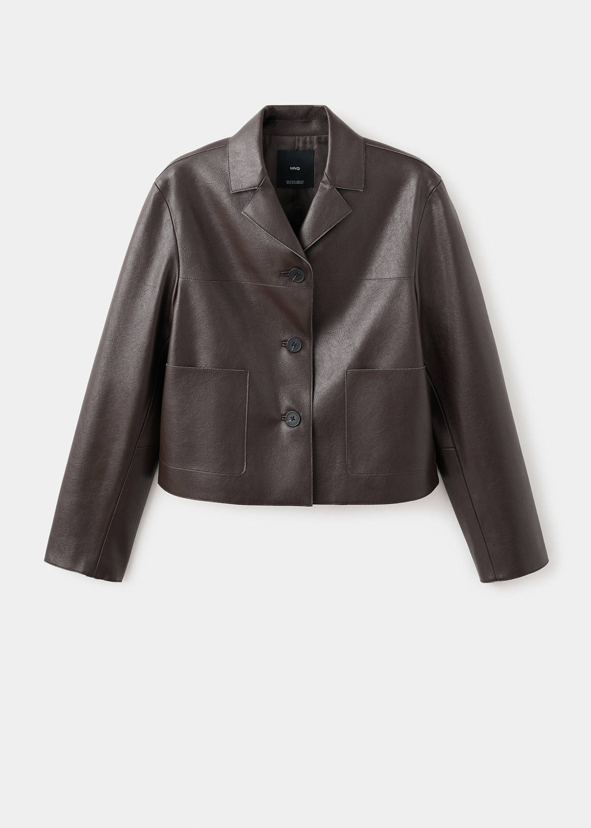 Faux-leather jacket with pockets — Chocolate