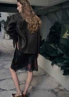 Leather jacket with buttons — Brown 3