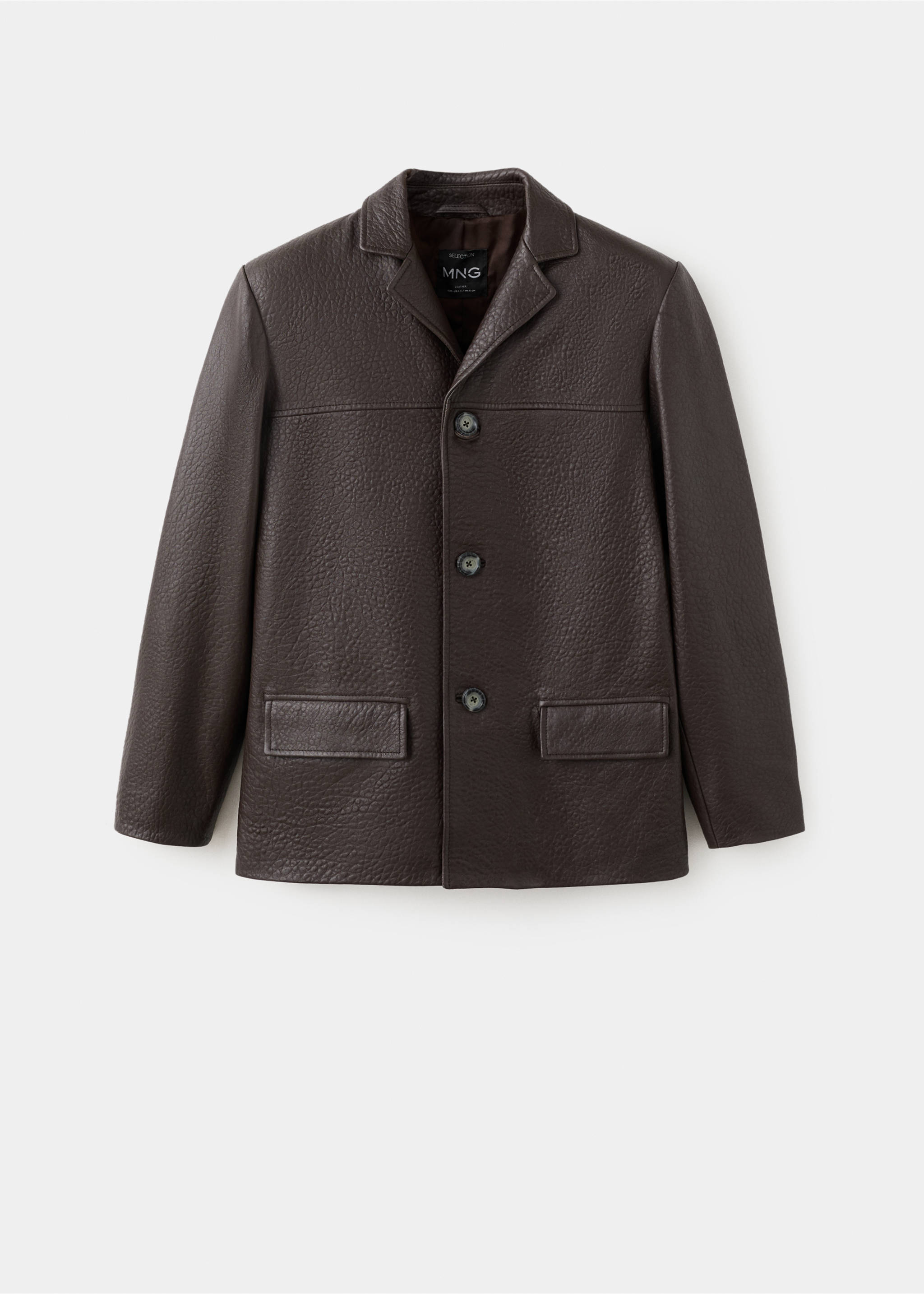 系扣皮革外套 - null, 褐色. Ref: 27091330-00.