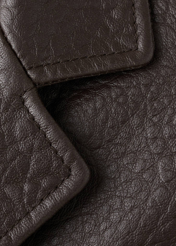 Leather jacket with buttons — Brown