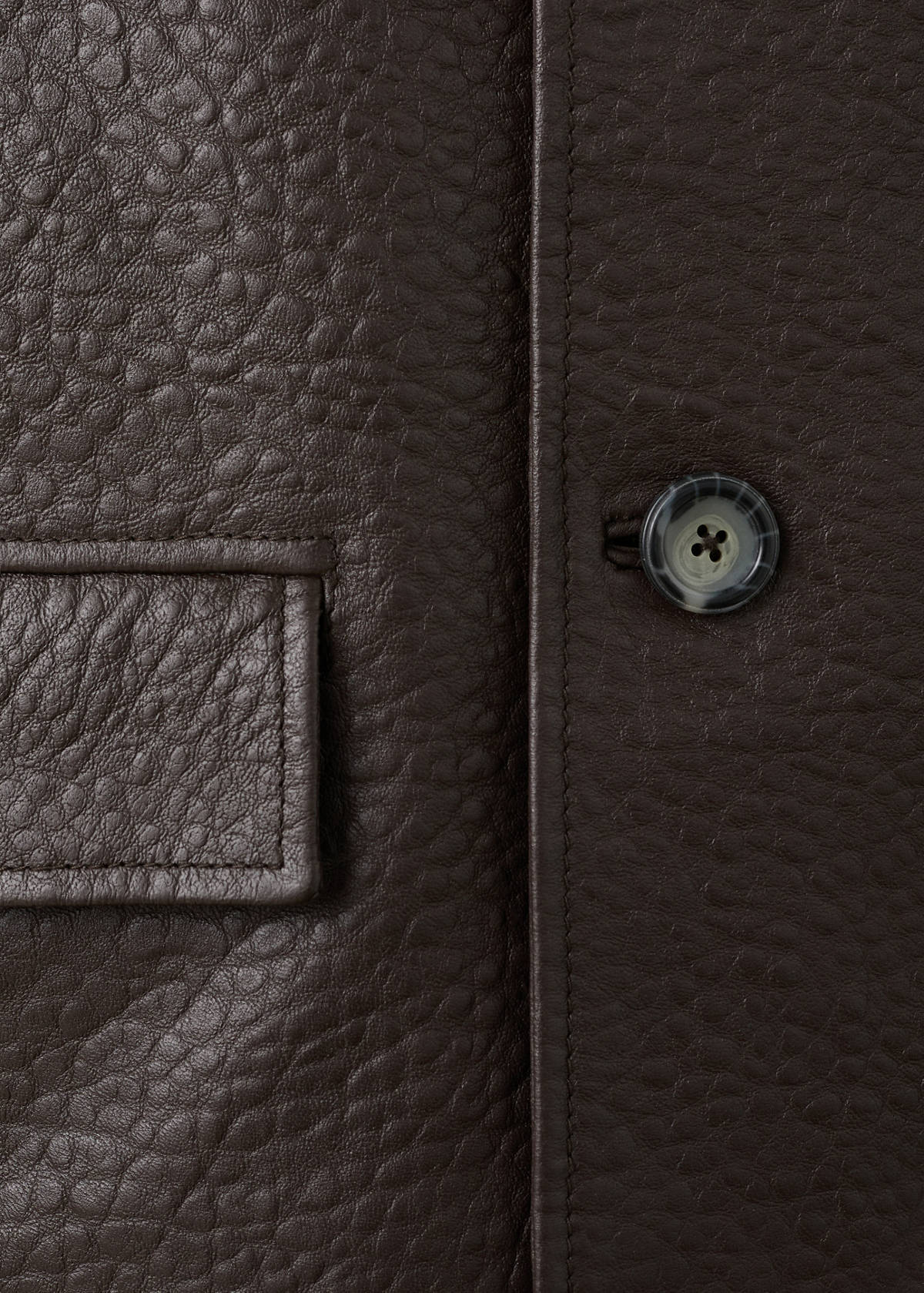 Leather jacket with buttons — Brown