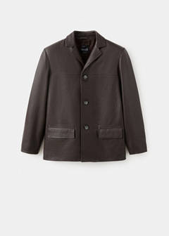 Leather jacket with buttons — Brown 23
