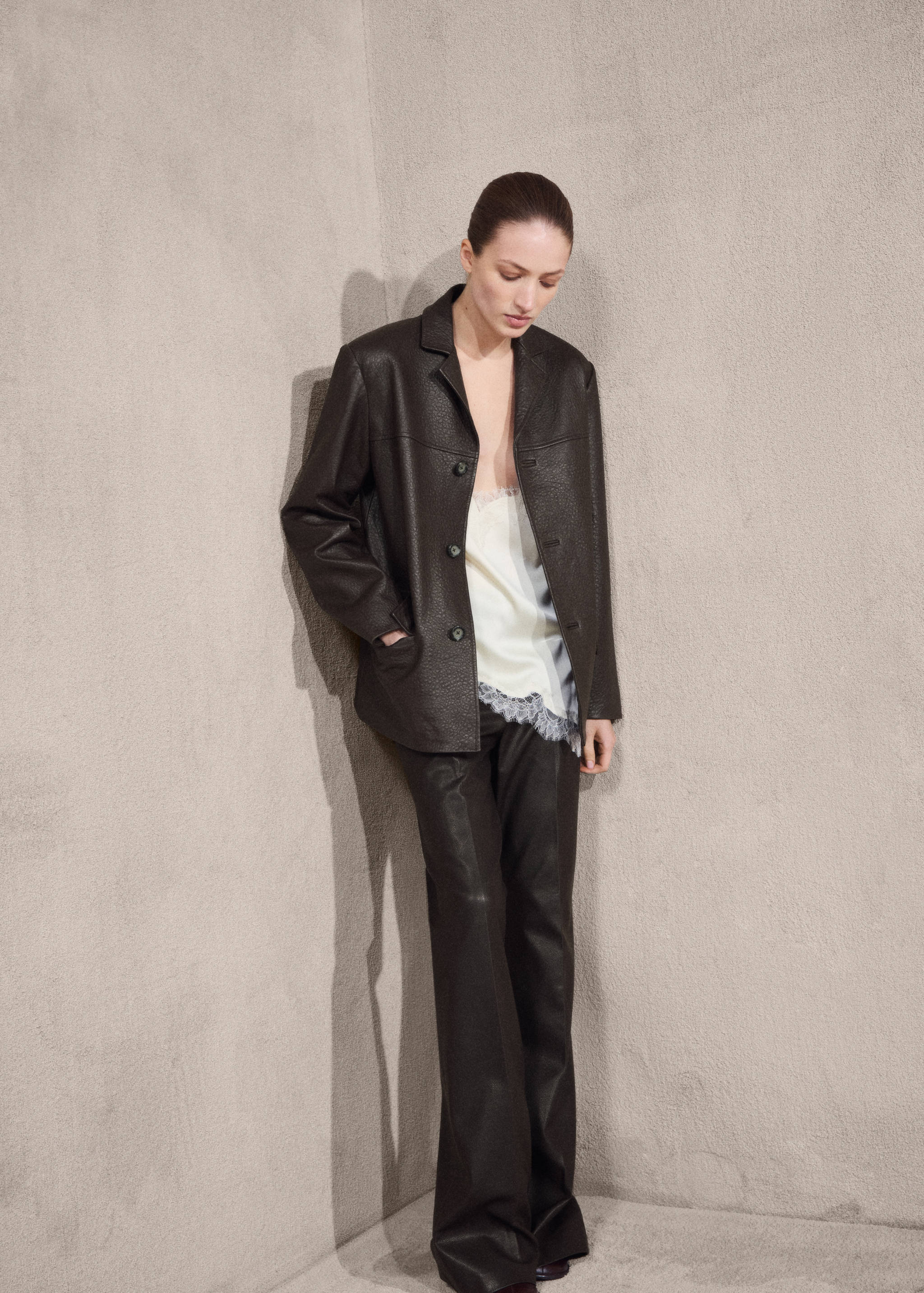 Leather jacket with buttons - General plane