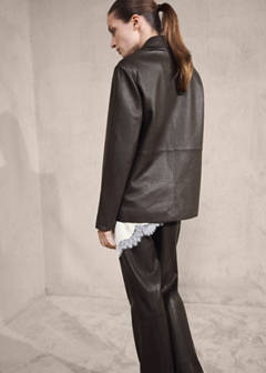 Leather jacket with buttons — Brown 28