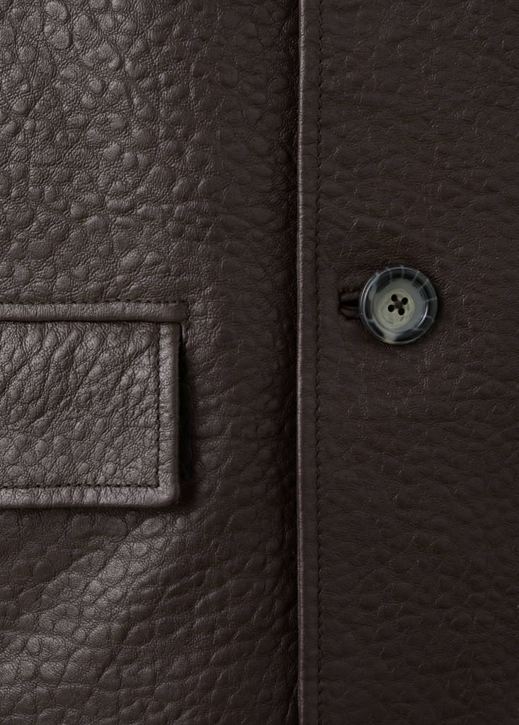 Leather jacket with buttons — Brown