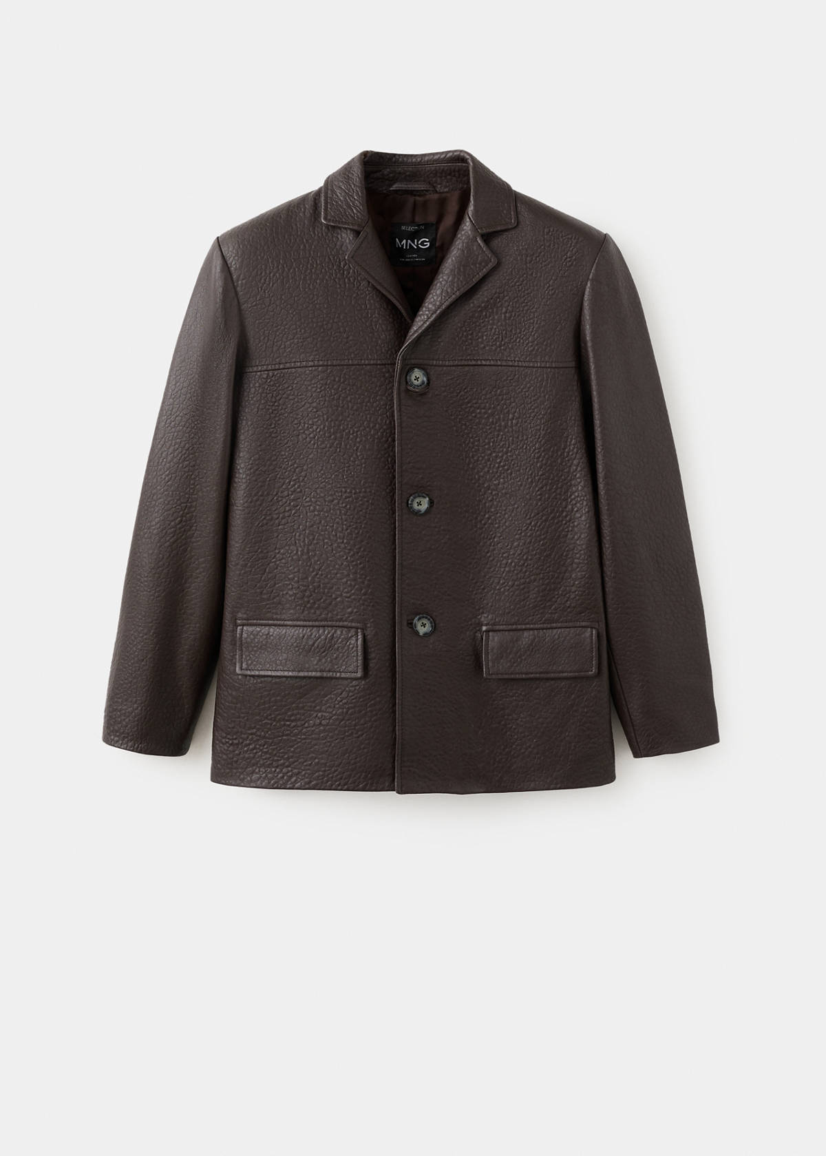 Leather jacket with buttons — Brown