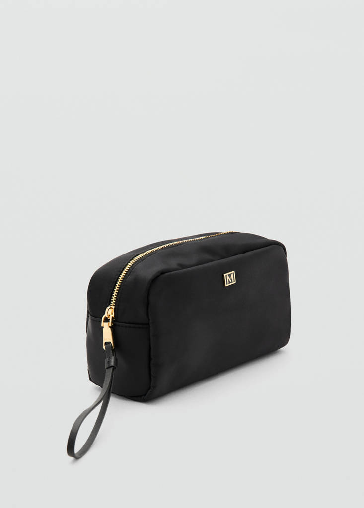Zipped toiletry bag with logo — Black