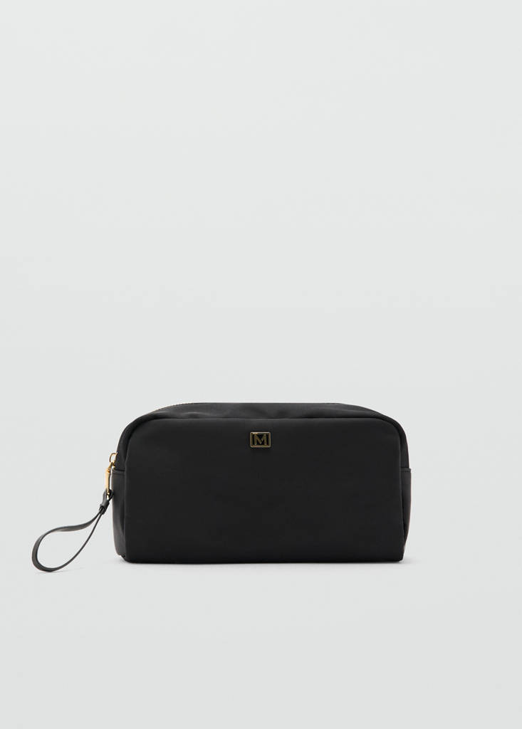 Zipped toiletry bag with logo — Black