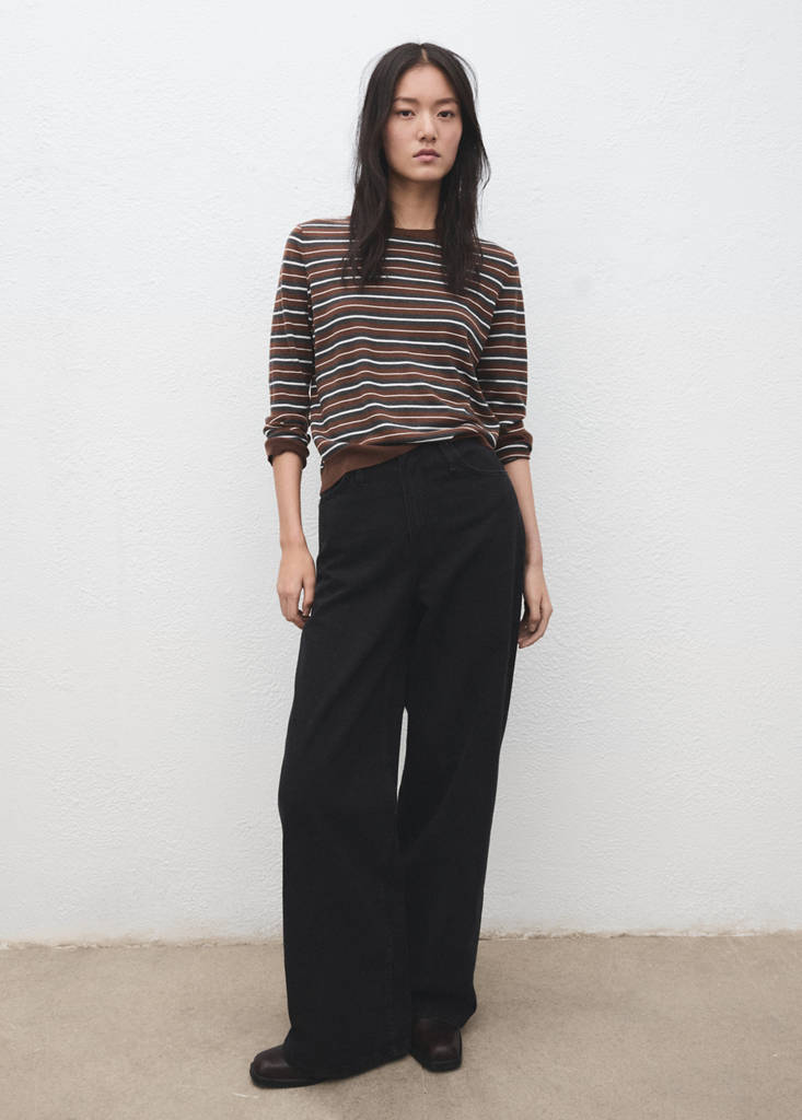 Knit striped sweater — Caramel
