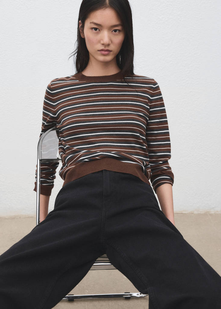 Knit striped sweater — Caramel