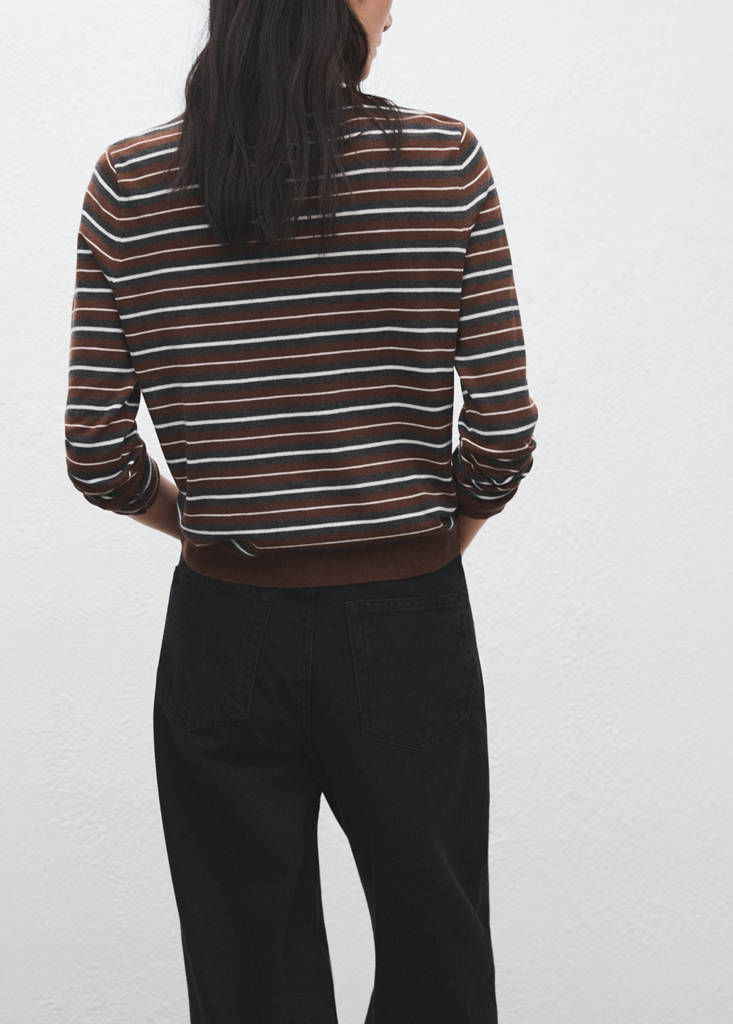 Knit striped sweater — Caramel