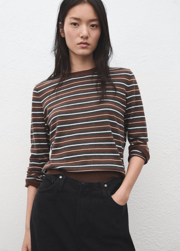 Knit striped sweater — Caramel