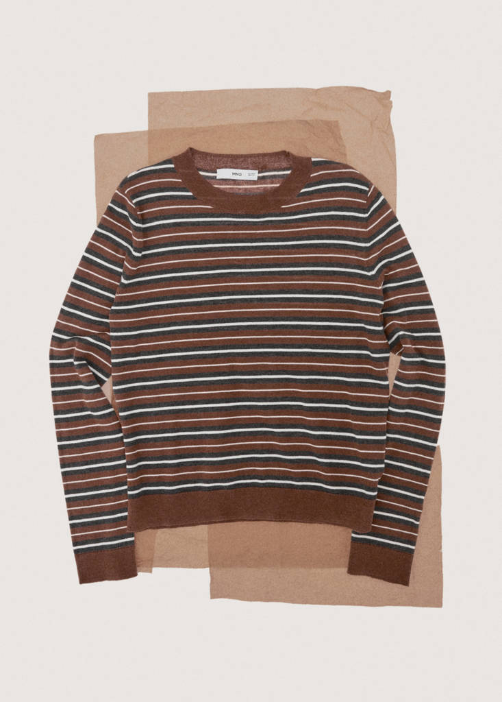 Knit striped sweater — Caramel