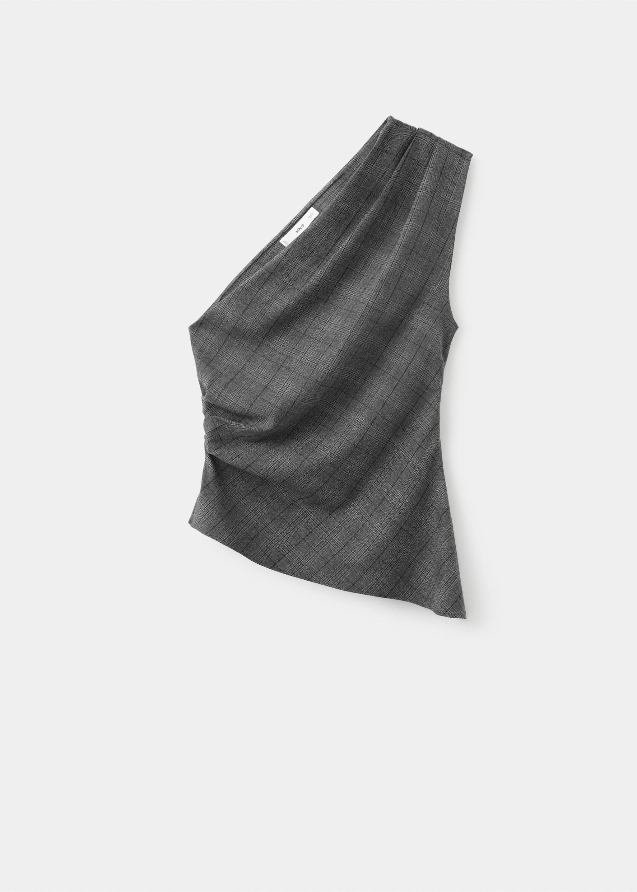 Asymmetrical check top - Article without model, Grey. Ref: 27091338-00.