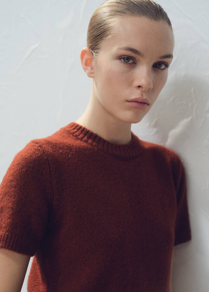 Short-sleeved knitted sweater — Burnt Orange