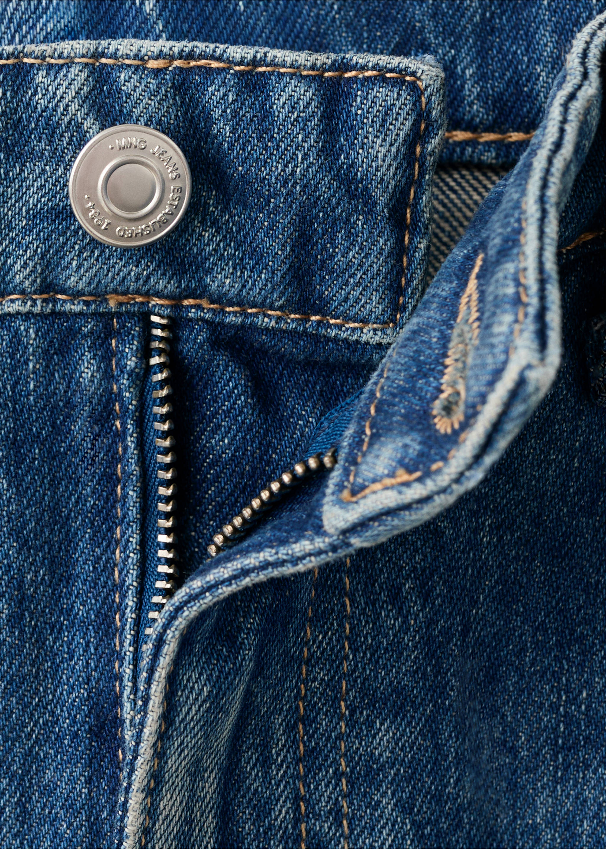 Denim midi-skirt - Details of the article 8, Dark Blue. Ref: 27091342-00.