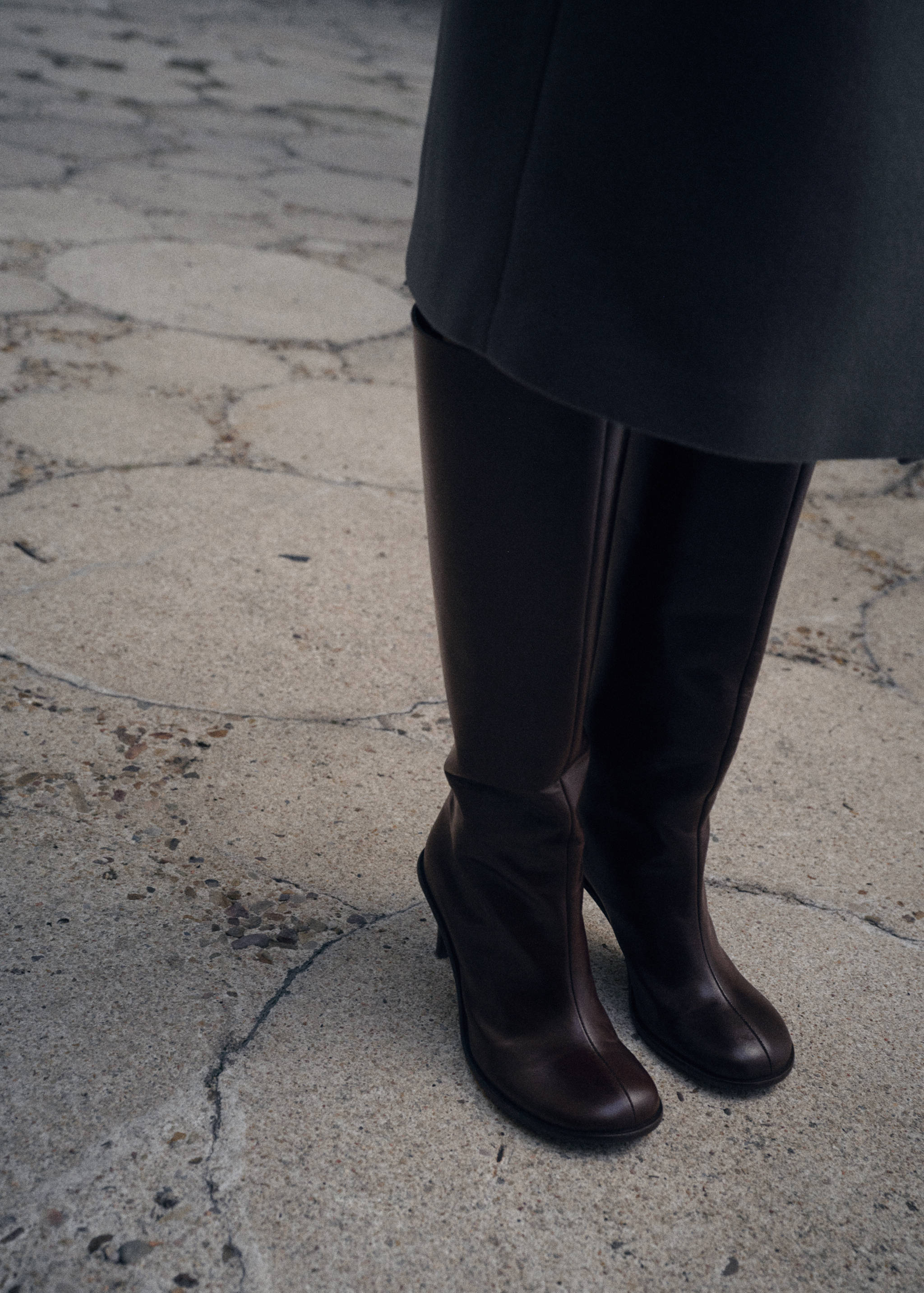 High heel leather boot - Medium plane