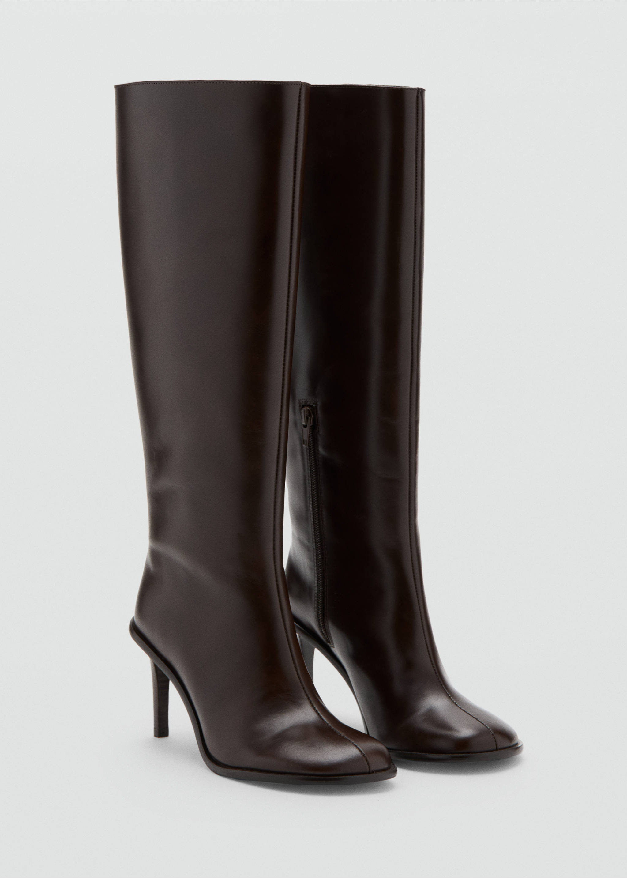 High heel leather boot - Medium plane, Chocolate. Ref: 27091343-00.