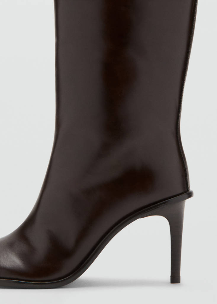High heel leather boot — Chocolate