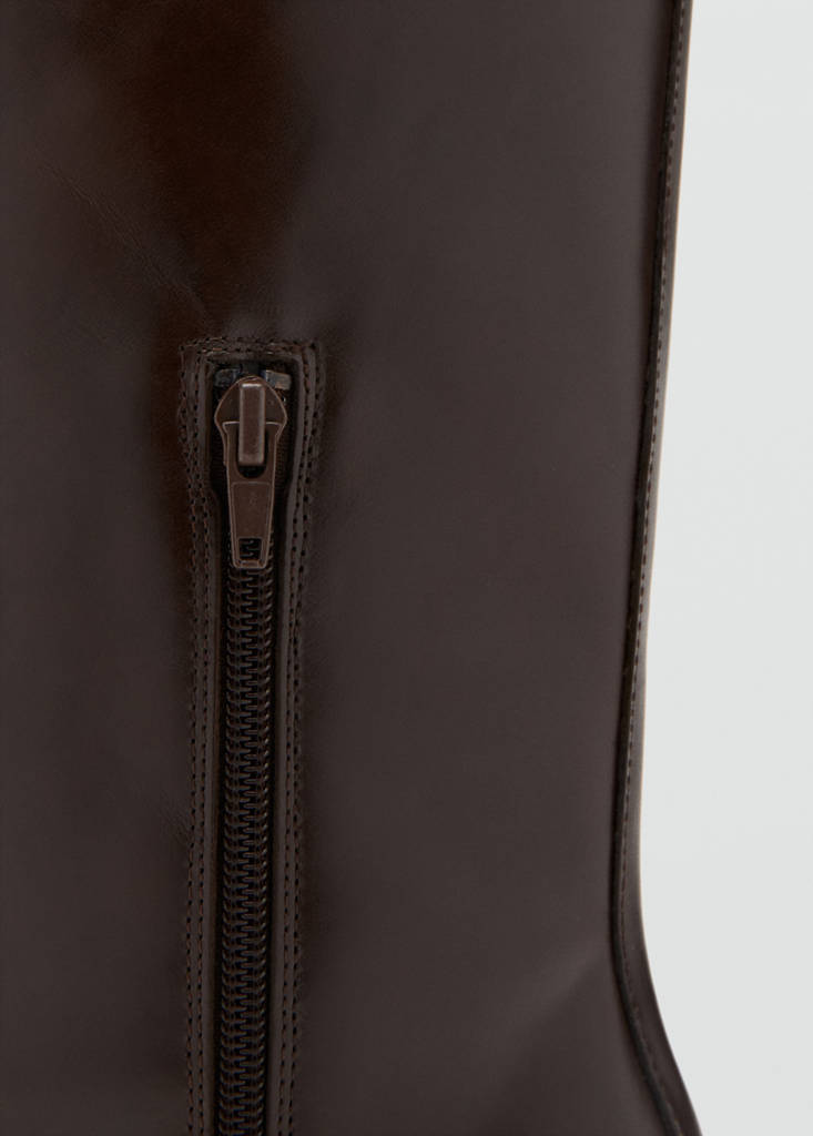 High heel leather boot — Chocolate