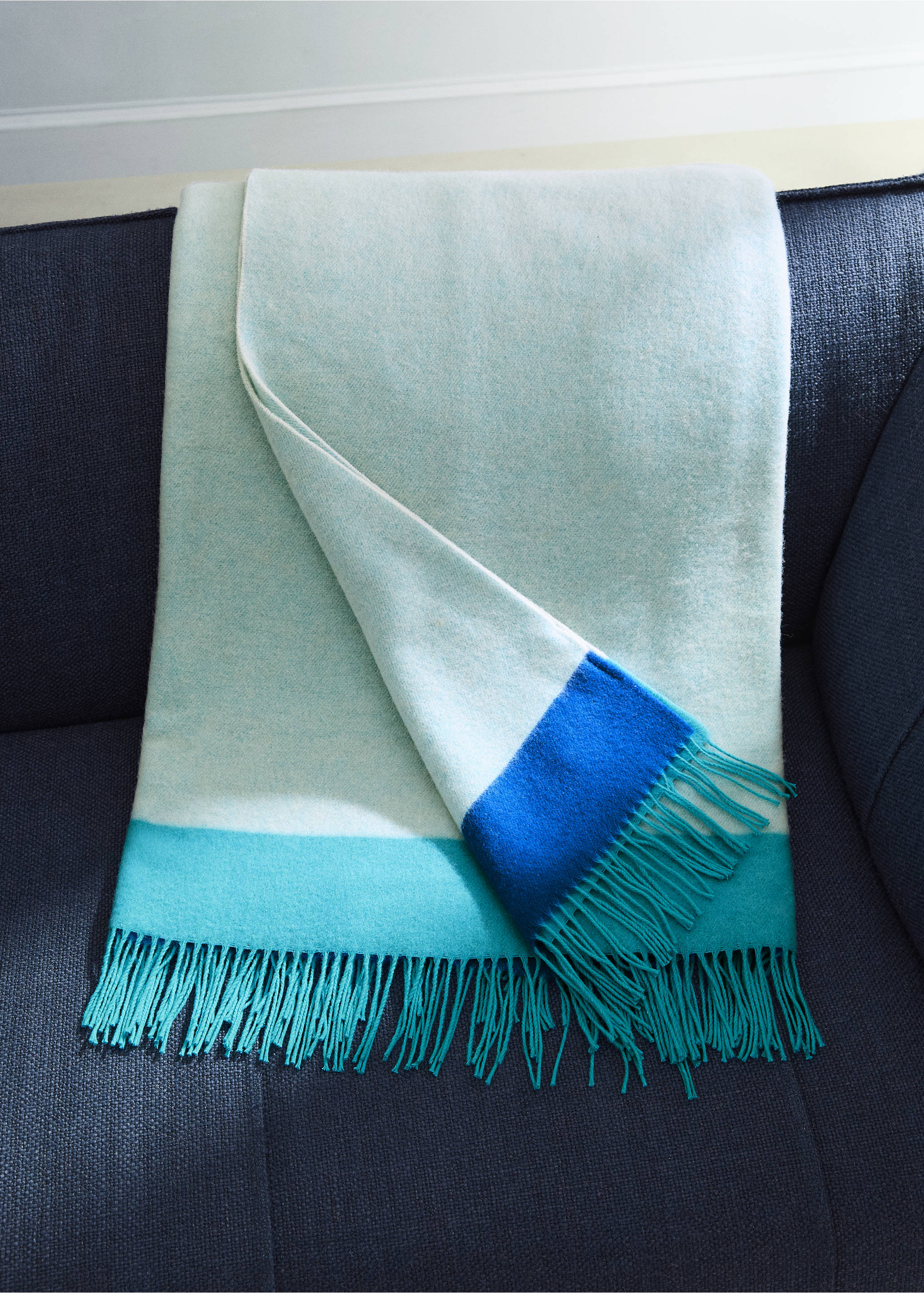 Wool and cotton blanket in colours - General plane, Blue. Ref: 27091346-00.