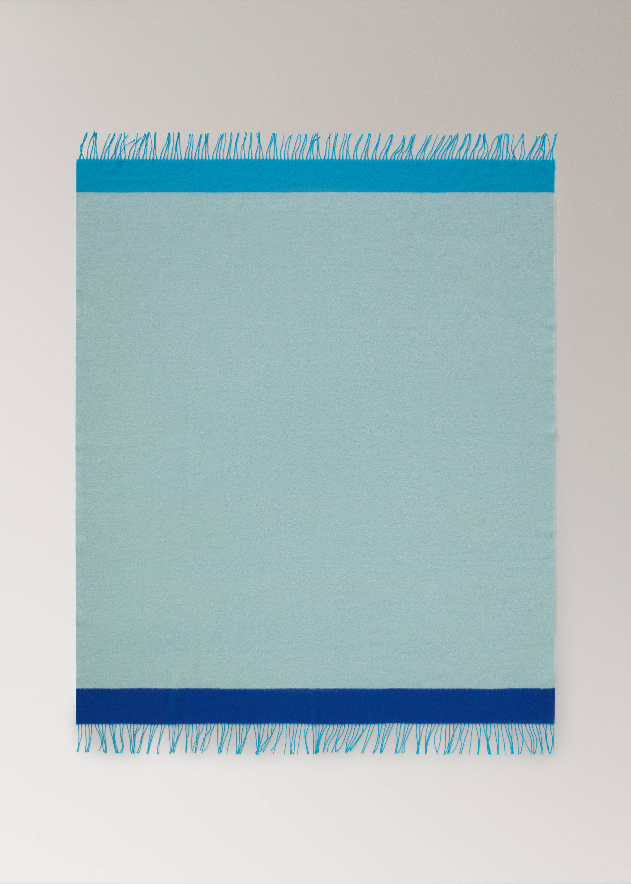 Wool and cotton blanket in colours - Details of the article 3, Blue. Ref: 27091346-00.