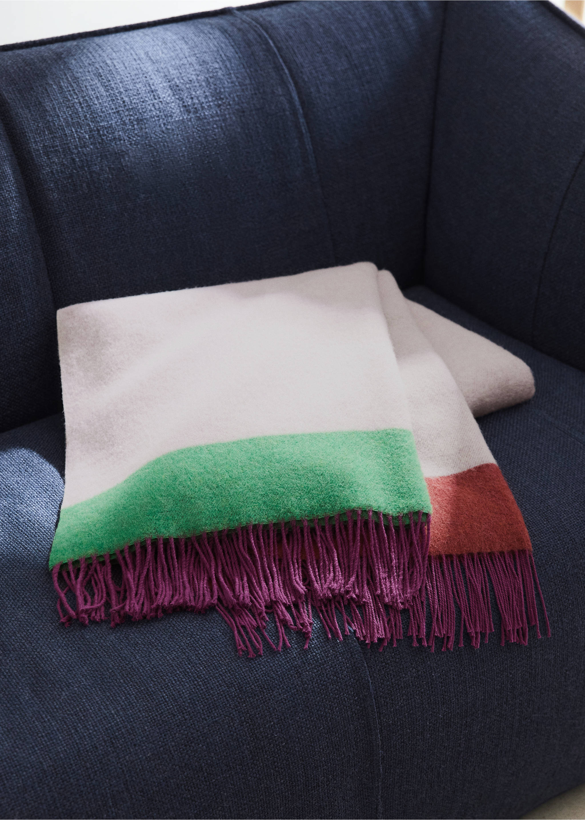 Wool and cotton blanket in colours - General plane, Lilac. Ref: 27091346-00.