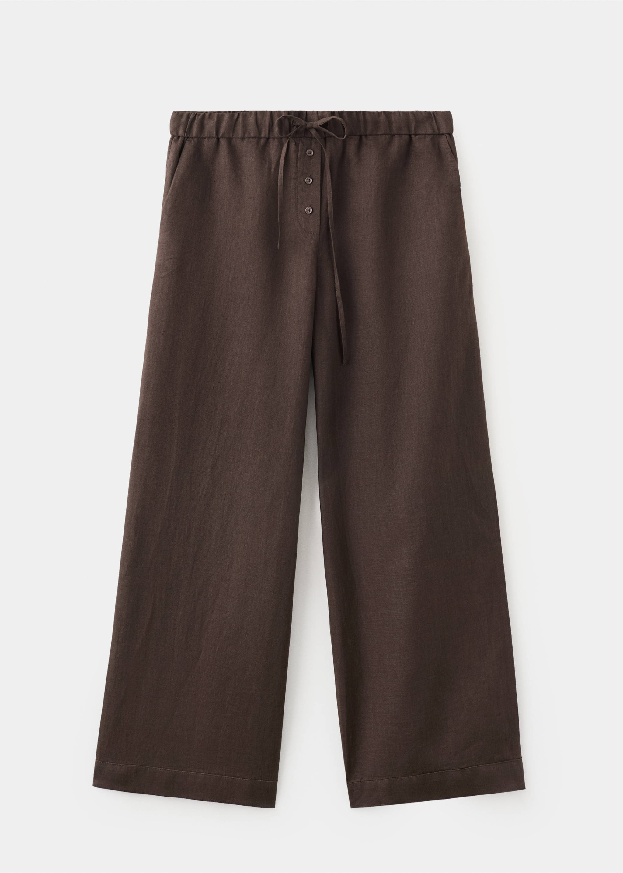 Linen trousers with buttons - Article without model, Chocolate. Ref: 27091349-00.