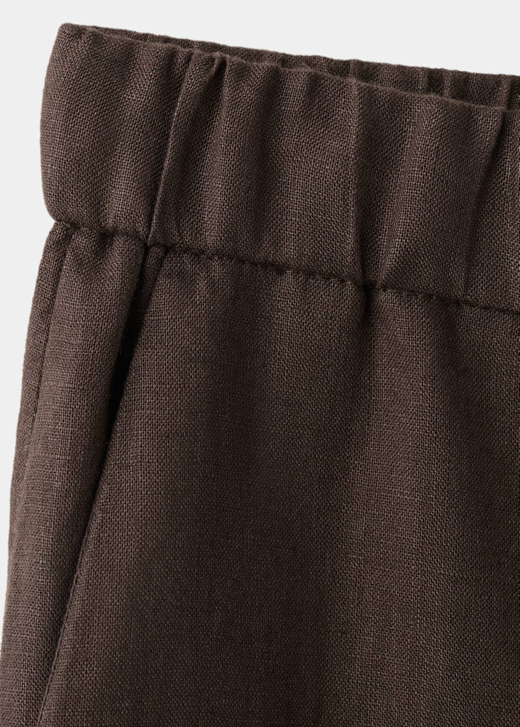 Linen trousers with buttons — Chocolate