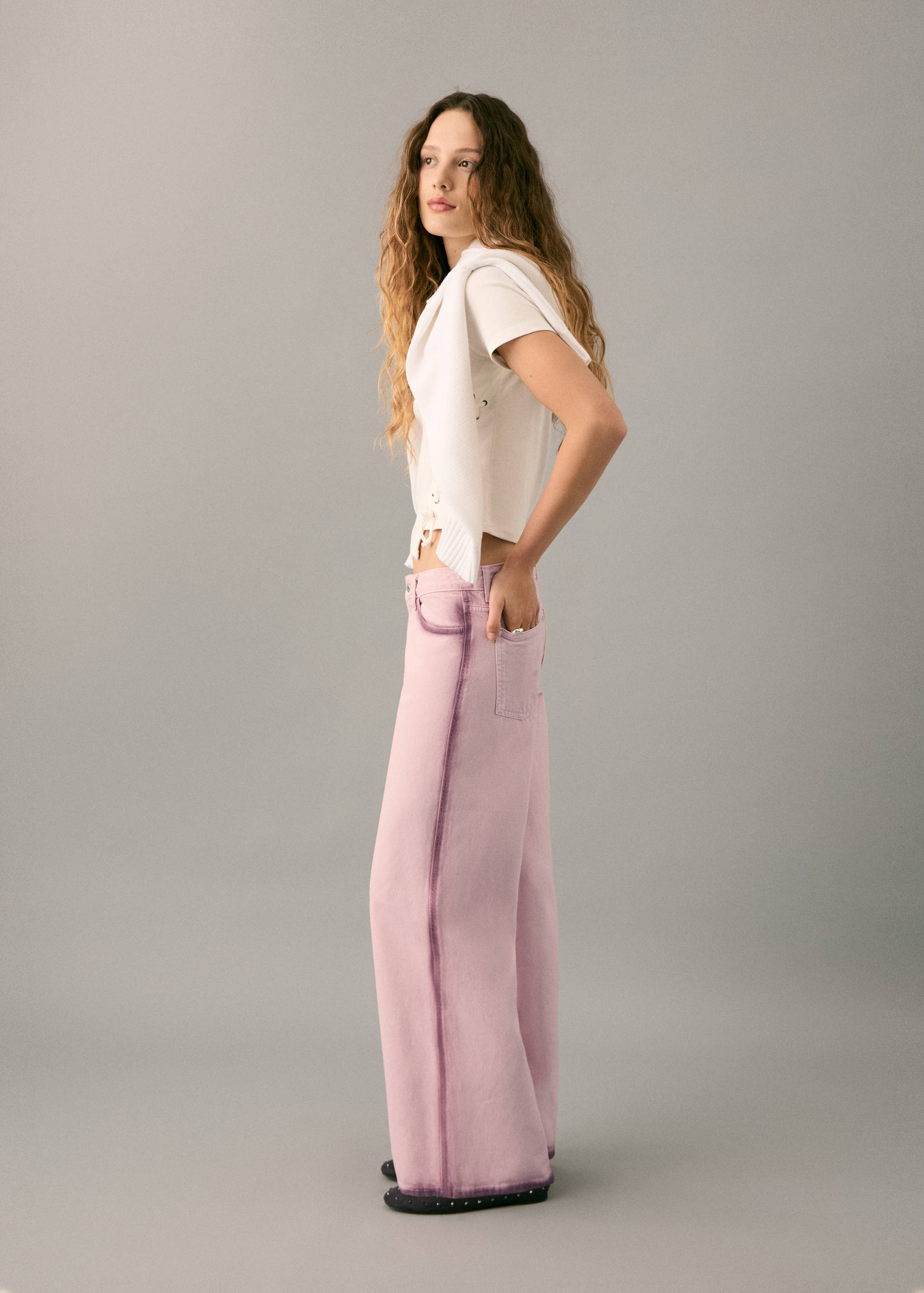 Two-tone wide leg jeans - Medium plane