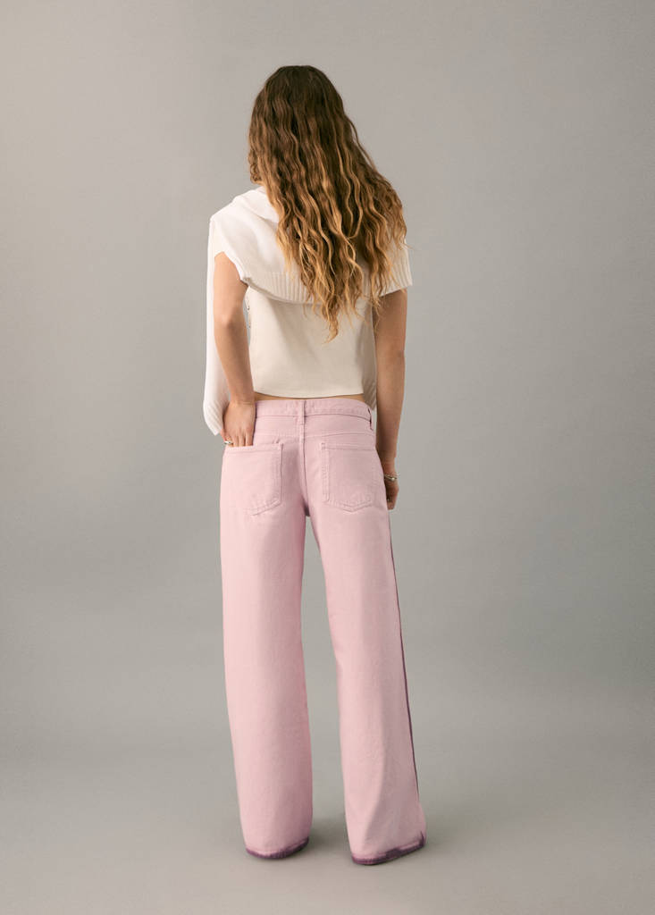 Two-tone wide leg jeans — Pale Pink
