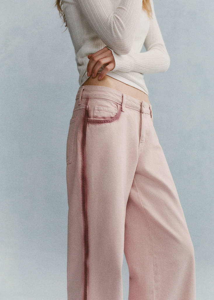 Two-tone wide leg jeans — Pale Pink