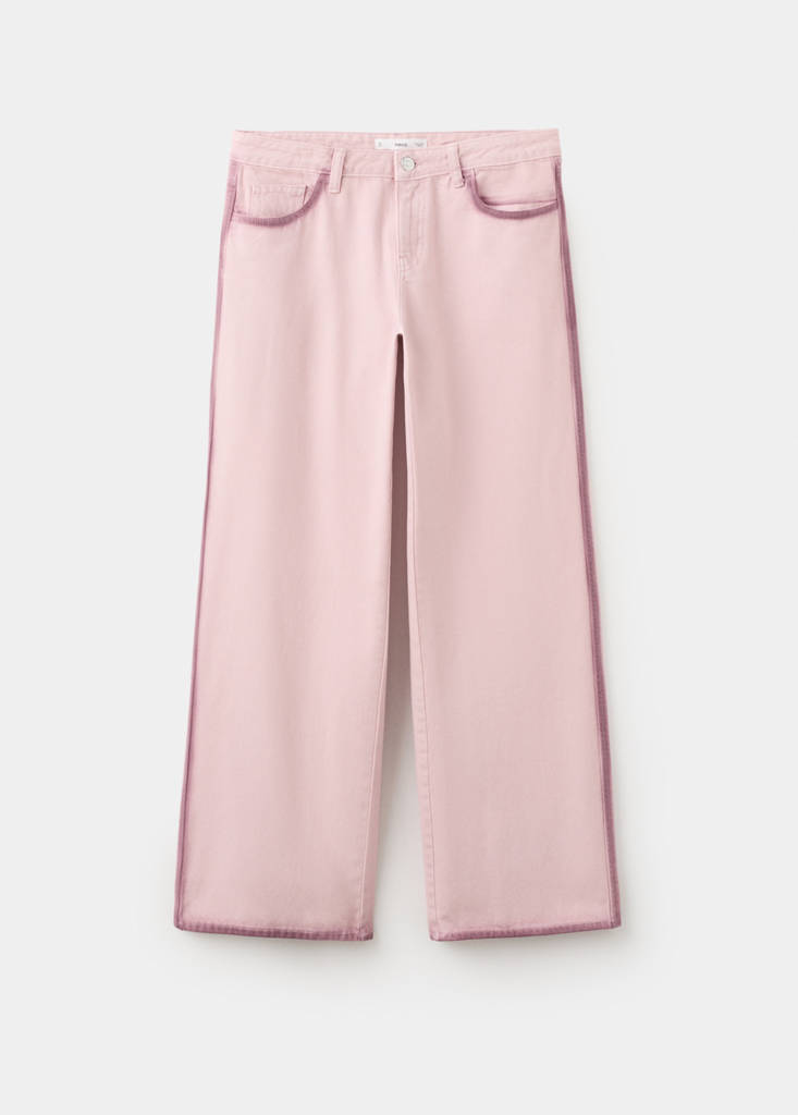 Two-tone wide leg jeans — Pale Pink