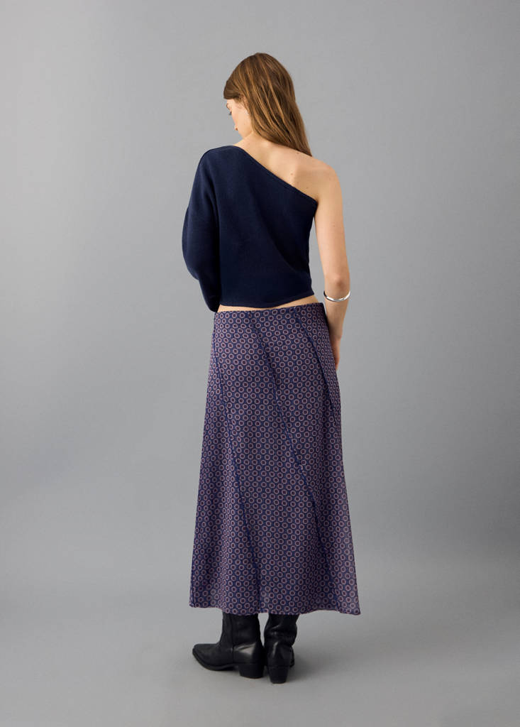 Floral long skirt — Navy