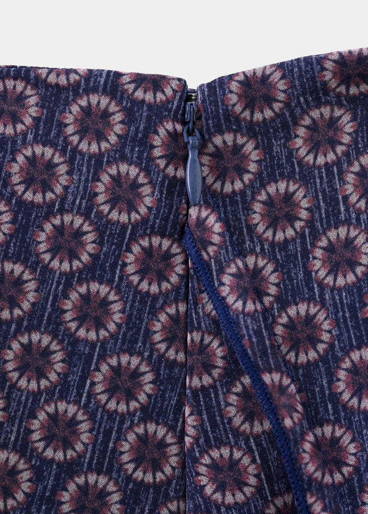 Floral long skirt — Navy