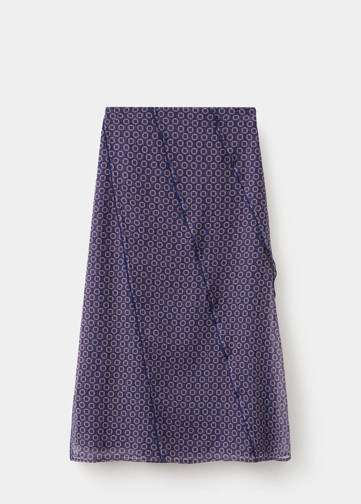 Floral long skirt — Navy