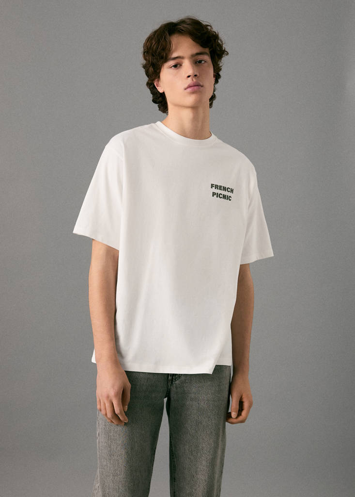 Printed cotton-blend T-shirt — Off White