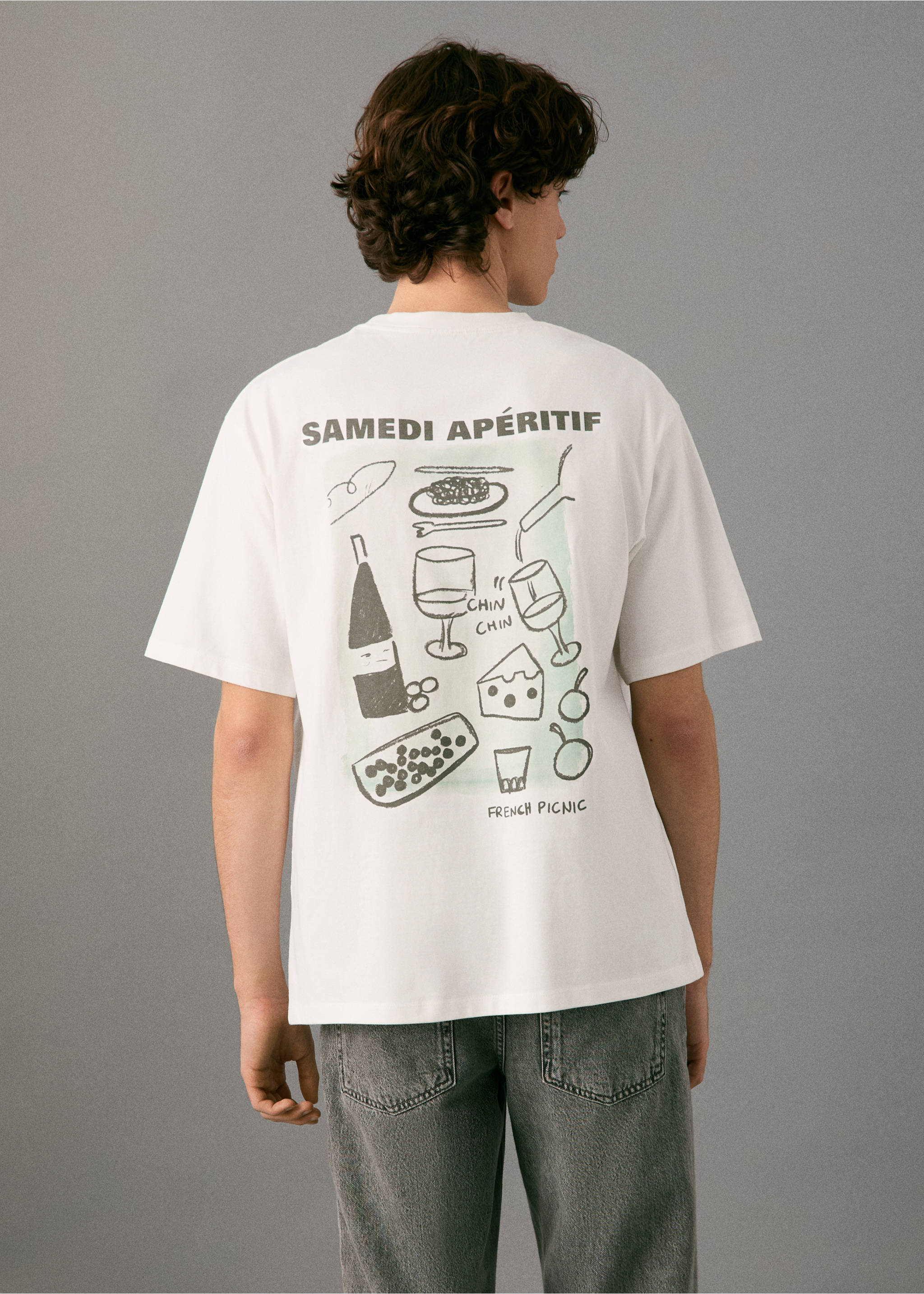 Printed cotton-blend T-shirt - Reverse of the article, Off White. Ref: 27091514-00.